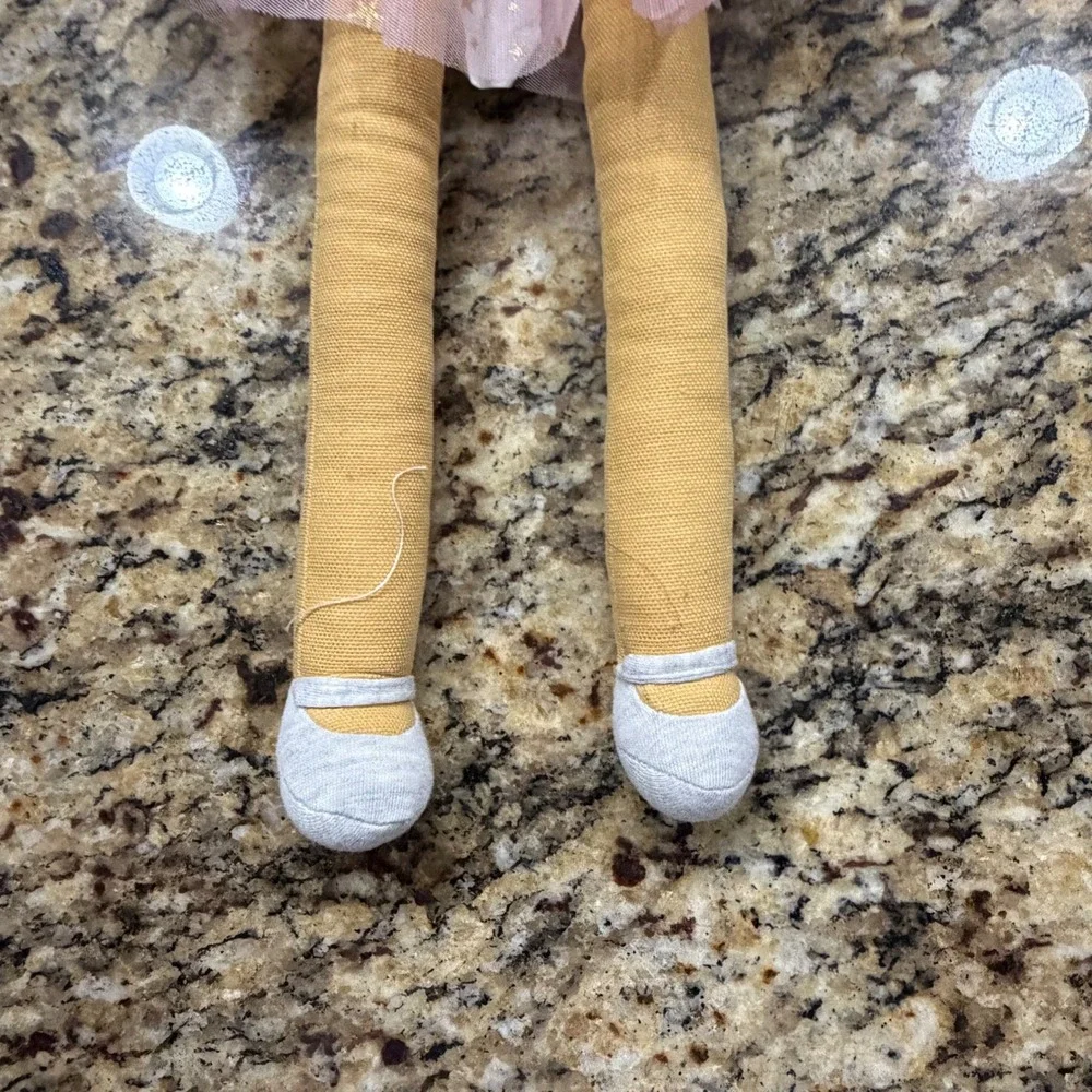 Pillowfort Ballerina Decorative Pillow Plush Doll Pink Gold Star Tutu 21.5 Inch